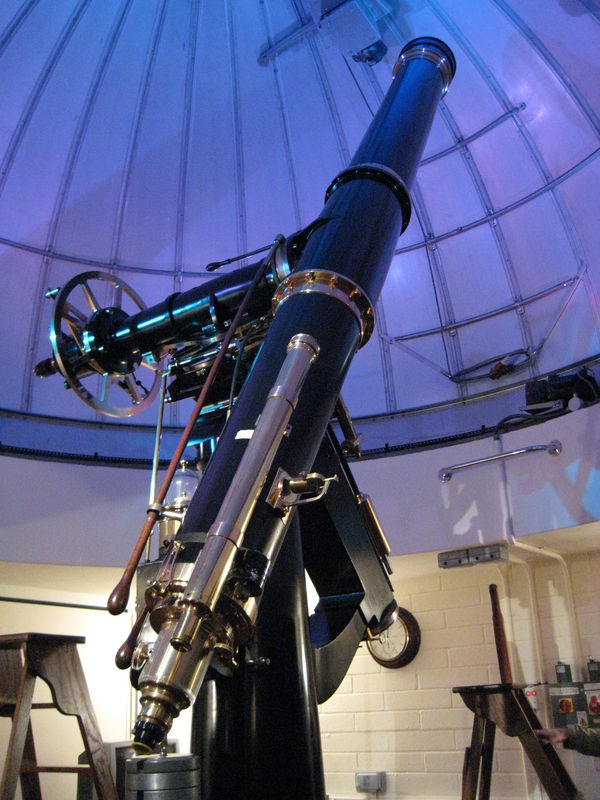 The Fry 8-inch refractor
The Fry 8-inch refractor at UCL's Mill Hill Observatory is an 1865 Cooke which has recently been restored. It has a weight-driven clockwork drive.
Link-words: Outings MillHill2008