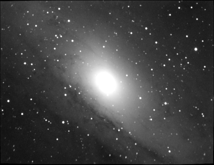 M31 Great Andromeda Galaxy
Spiral galaxy in the local group. 2 million light years away. We will merge with this galaxy in the distant future, as we are movings towards each other.
Clear night but bad seeing. 
6 x 600 seconds exposure.
Link-words: Messier Galaxy
