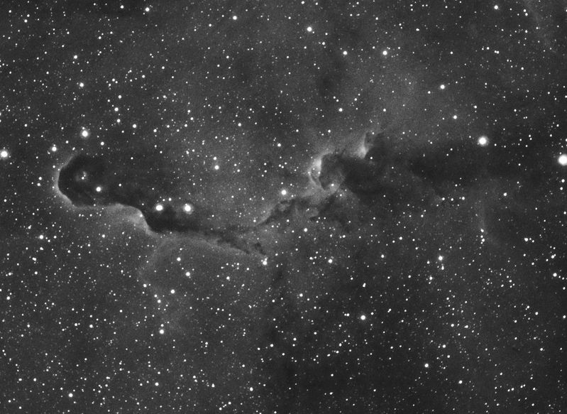 IC1396 in Cepheus, The Elephants Trunk
12x600secs, Ha, not too clear a night, no dew, moon coming up.

I was not too pleased with this image, to noisy, but John had a go at it & improved it greatly. 
