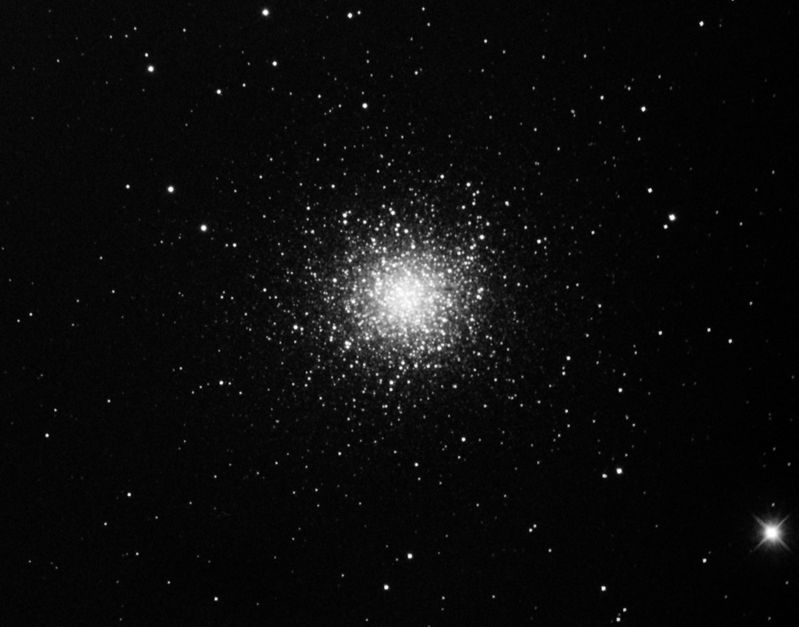 M13 Hercules Cluster
20x120 secs with darks  sky was quite light, but after altering the space between the Atik & mpcc, it seems a bit better than the last image
