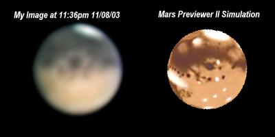 Mars 11/8/03
Image of mars taken in the early hours of 11th August using an 8
