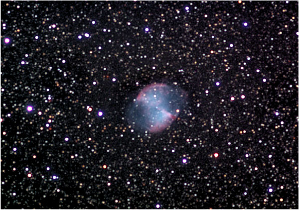 M27
One of my favourite objects. I have loved this object since I first [i]discovered[/i] it with a pair of 5 inch binoculars at the [b]Astronomy Centre[/b].
Link-words: Messier Nebula Star