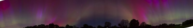 Panorama of the May 10th Aurora
A 360deg panorama of the aurora. Colours auroral curtains and rays were visible to the naked eye.
Link-words: Aurora