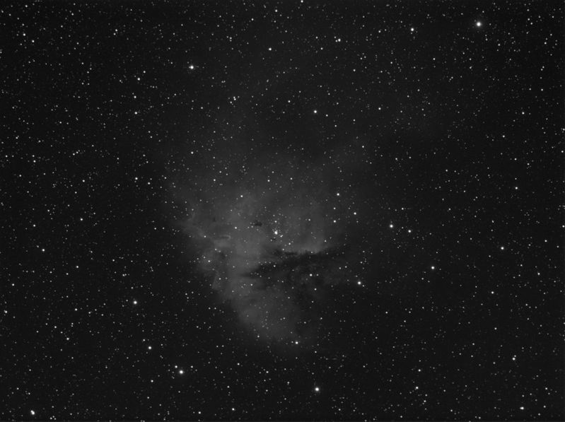 NGC281 The Pacman Nebula
This star forming emission nebula in Cassiopea is approximately 9500 ly away. It contains the Open Cluster IC 1590 and a number of Bok globules.

A total of 90 minutes in 5 min subs unguided on the NJP.

Image centered on RA 00:52:49, DEC +56:37:31

Link-words: Nebula