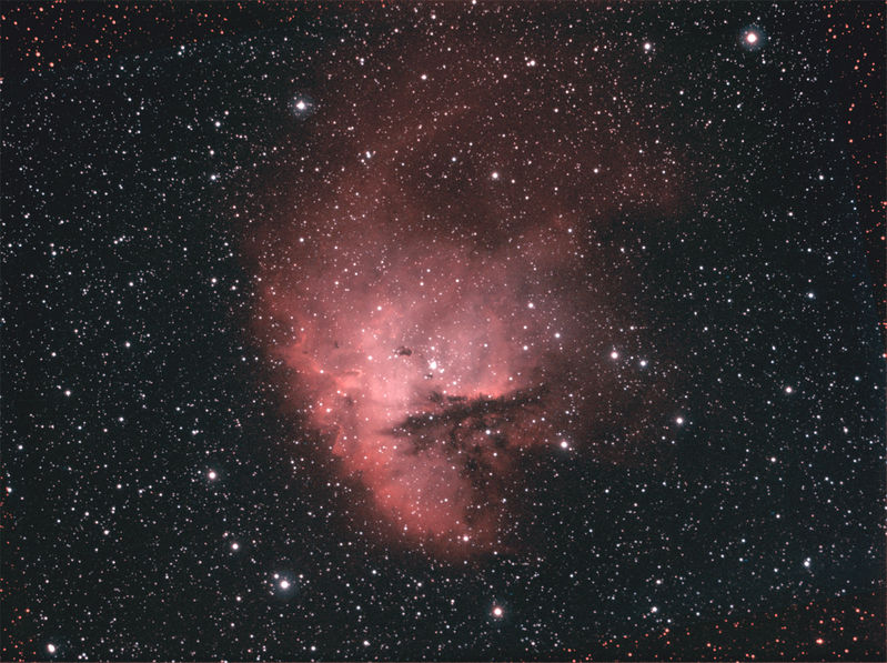 NGC281 Pacman Nebula in Ha OIII and synthesised Si Channel
First attempt at colour and got the camera rotated !

Ha (Red) - 90 minutes in 5 minute subs unguided
OIII (Blue) - 80 minutes in 10 minute subs guided
Green - synthesised with Noels actions


Link-words: Nebula
