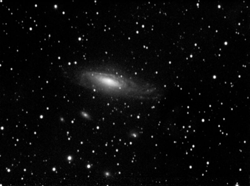 NGC7331 in Ha
Spiral Galaxy NGC3771 in Andromeda.  I've seen some spectacular images if this galaxy but this disappointed me.  Of the 15 x 300s subs taken only three had round stars and a further 3 were removed due to the star trails being 4-5 star diameters long.  The remaining nine images were 'salvaged' using Lucy-Richardson and then SD-Median combined with the rest.  There is some tantalising glimpse of the detail ... will do better next time...
Link-words: Galaxy