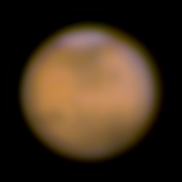 Mars near opposition 30 Jan 2010
500 frames of 0.2sec stacked in Registax
