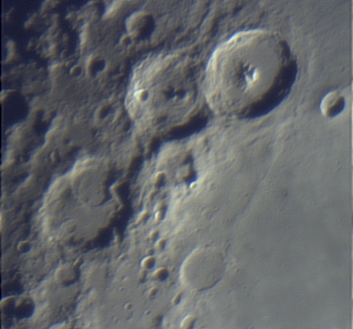 Theophilus,   Cyrillus,  Catharina  Feb 2008
Working from top right, the three main circular structures are Theophilus,   Cyrillus,  Catharina
Link-words: Moon