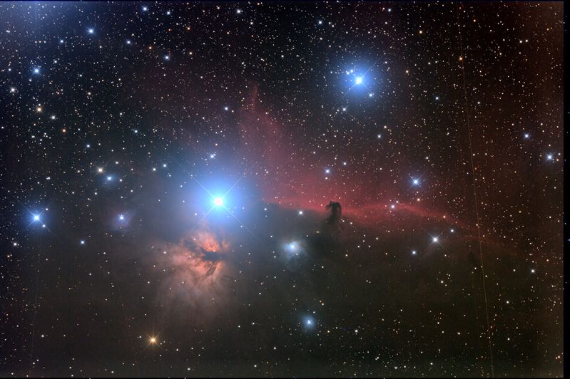 The Flame and Horsehead Nebulae
The Flame and Horsehead Nebulae from Kelling Heath
17 x 5 minutes
