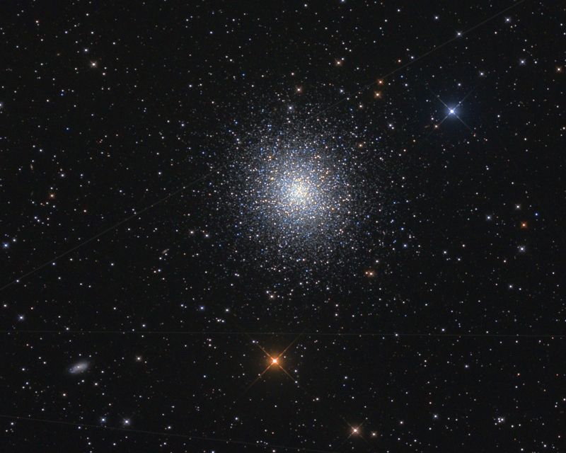 M13 Globular Cluster
M13 Globular Cluster plus a couple of satellite trails
30 x 5min at ISO 800 + 10 x 150sec at ISO 100 
