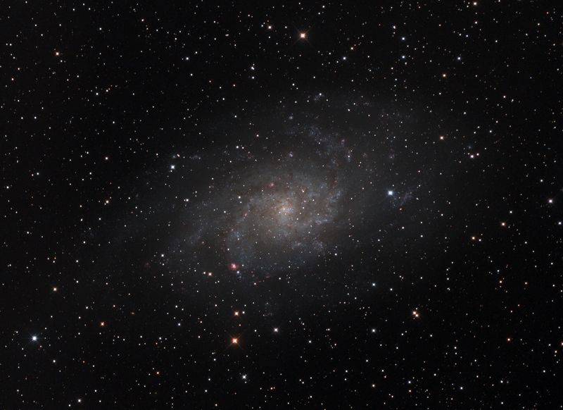 M33 - The Triangulum Galaxy
M33 taken on a cold breezy night near Dungeness
27 x 5 min using CLS filter from Dungenss (8 Dec 2011)
 9 x 5 min using IR/UV filter from Appledore (10 Nov 2010)
12 x 5 min using Ha filter from Appledore (10 Nov 2010)
