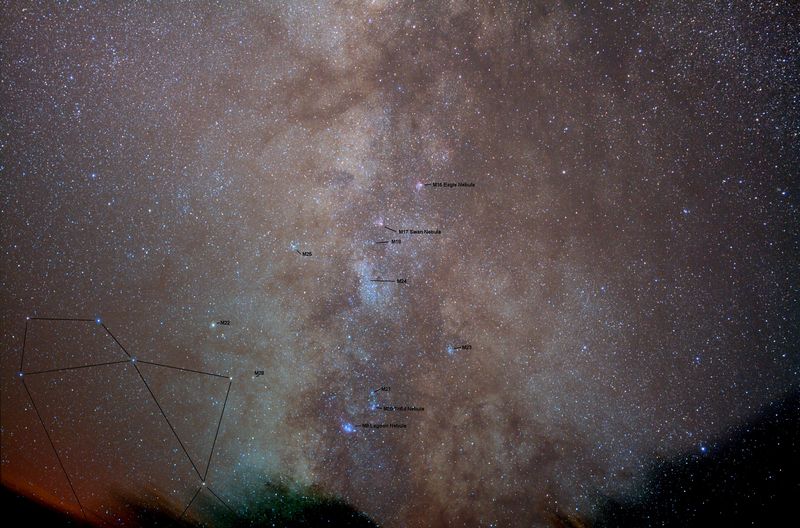 Milky Way with annotation
10 x 3 minute exposures at ISO 800
