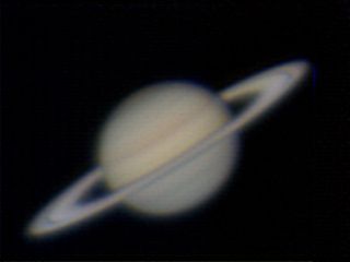 Saturn 10 Feb 2008
Saturn on the evening of 10 Feb 2008.  The seeing was not very good.  The Cassini division could only just be made out in the eyepiece but after stacking the webcam images it becomes reasonably obvious.
Link-words: Saturn