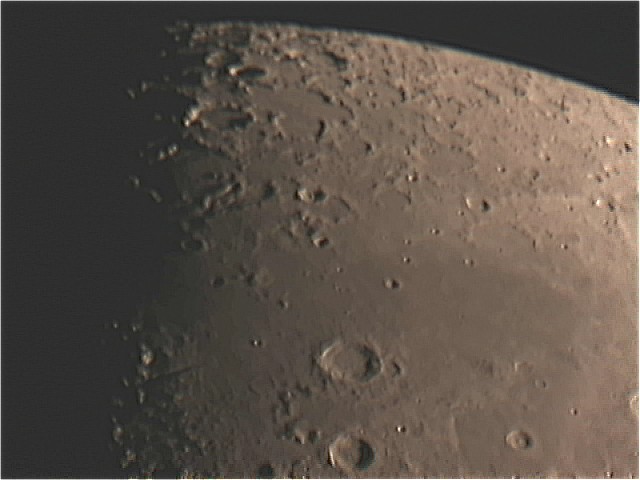 North region with Aristoteles and Eudoxus
Stacked version at quarter moon.  Lower craters show Aristotles with Eudoxus below(bottom centre).  Tiny Sheepshanks and Mayer Christian above. 
Link-words: CarolePope
