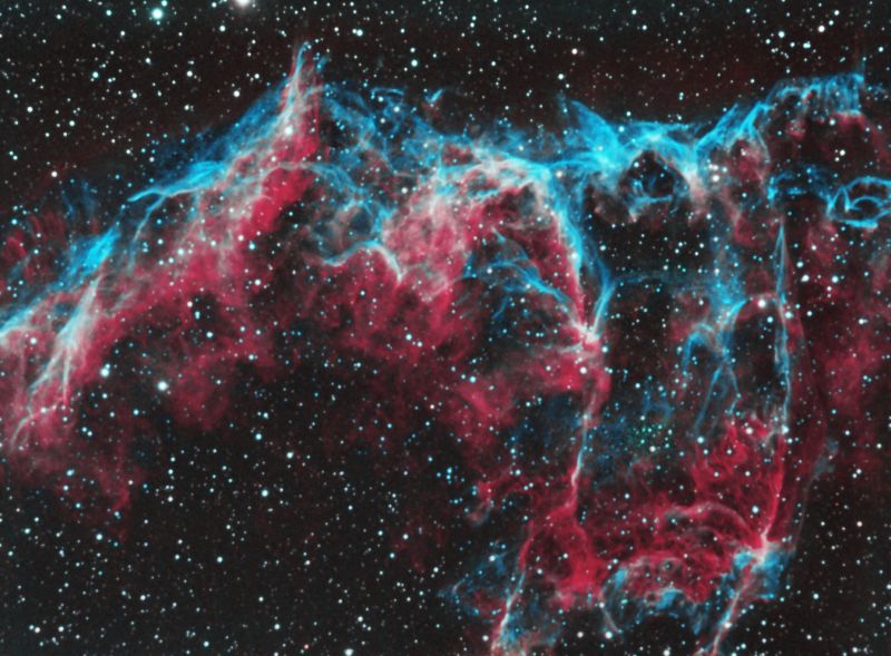 Eastern Veil nebula
Eastern Veil IC 1340
Atik314L, Skywatcher ED120
NEQ6
Ha, Oiii, Oiii 1200secs x 9 of each
Link-words: CarolePope