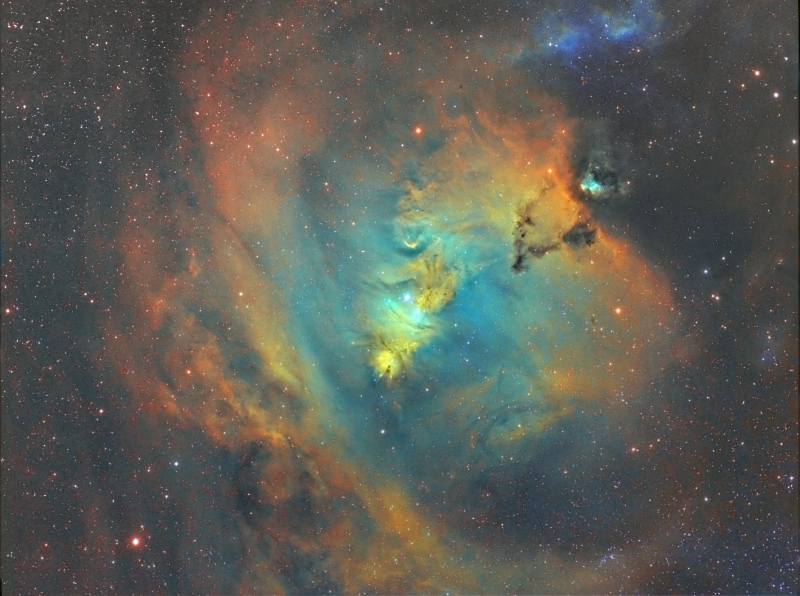 Cone Nebula (Widefield)
Bortle 7/8 Bromley
Atik460EX and Samyang 135mm @ F2.8
Ha 41 x 600 (6h 50mins)
Oiii 18 x 300 binned 1 hour 10m
Sii 19 x 300 binned 1 hour 35 mins.
Total 9h55m (near enough 10 hours)
Link-words: CarolePope