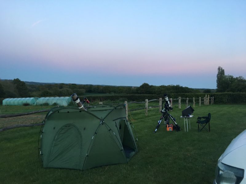 Earth's Shadow Cairds May 2019
Seen quite clearly the Belt of Venus and Earth's shadow.
Carole's camping Observatory and kit and Dave Taylor (non OAS member's kit.
Link-words: Campsites2019