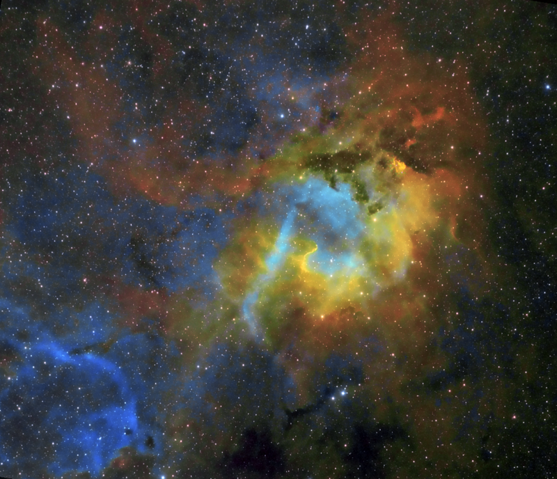 Lion Nebula Sh2-132 Data from 2018 and 2023
Atik460EX and WOZS71 in 2018 as HOO
Atik460EX and SWED72 in a dual rig in 2023 as SHO
Link-words: Carole