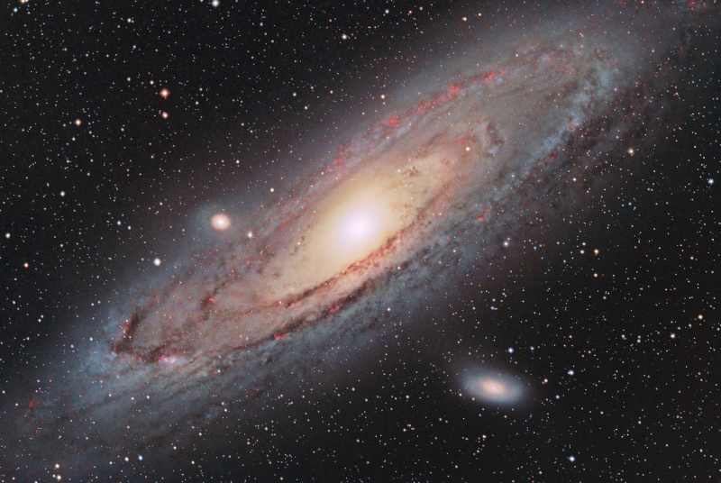 M31 reprocess from 2013 
Combination of data from 3 different years.  
Colour is from Sept 2011 with DSLR - traveller 
Luminance is from August 2013 - Astro campsite 
Ha is from January 2014 - Backyard SE London
Re-processed October 2015

Now further proesed using SX May 2025 
(original raw data not available)
Link-words: Carole