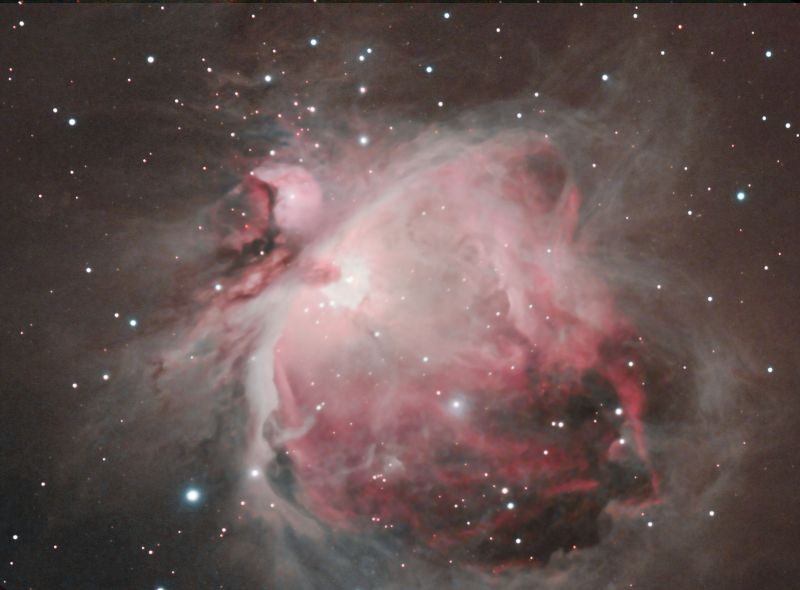 M42 Orion Nebula
Combined data from 2 different years and 2 different cameras.  
DSLR Dec 2011
Ha Atik 383L Early 2013 
Link-words: CarolePope