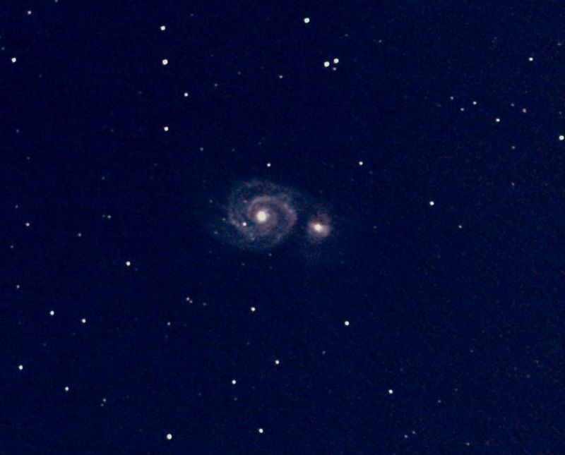 M51 Whirlpool galaxy 
Only 1 hour 35 mins, taken midsummer, not enough night time.  Need to add more.  19 x 5mins + darks flats and Bias.  Got light before session finished, last few subs too light to use.   
Link-words: CarolePope