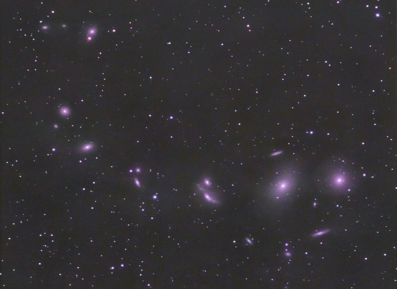 Markarian chain 2011 & 2020
Markarian chain
Combined data from 2011 and 2020
2011 28 x 5mins Modified canon 450D Blacklands and Herstmonceux
2020 Atik460EX, LRGB WOZS71
Lum 14 x 600 RGB 5 x 150secs binned (each)
Total imaging time 5h 15mins
Link-words: CarolePope