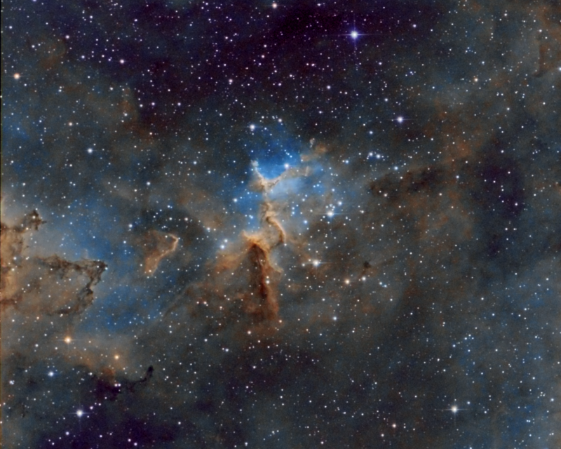 Melotte 15
Reprocess from image done in November 2016 which I was never happy with.
Mapped SHO
Ha 8 x 900 + 1 x 600
Oiii 6 x 300
Sii 5 x 300
WIP
SW130PDS, NEQ6, Atik460
Link-words: CarolePope