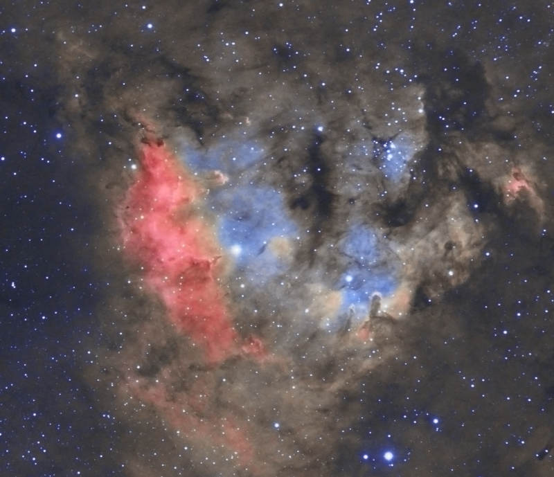 NGC7822 in Cepheus
Dual rig:
ED80/Atik460EX
WO Zs71/Atik428EX

Total Ha 19 x 600secs half and half 7nm and 3nm Baader filters
Oiii 6 x 300
Sii 5 x 300

Total 4 hours 5mins
Mapped HOS
Link-words: CarolePope