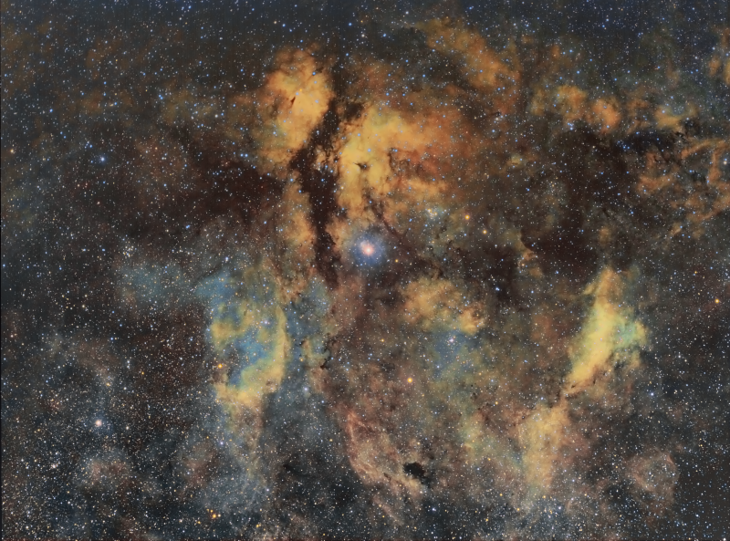 Sadr Region 
Sadr Area in Hubble Palette with RGB stars 
Link-words: CarolePope