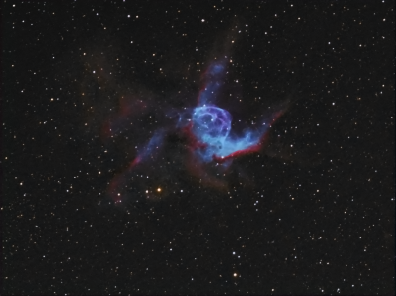Thor's Helmet 
ED120 & Atik 314L + FR WO x 0.8
Ha 4 x 900secs
Oiii 3 x 900secs
Sii 2 x 900secs
Mapped HSO
Link-words: CarolePope