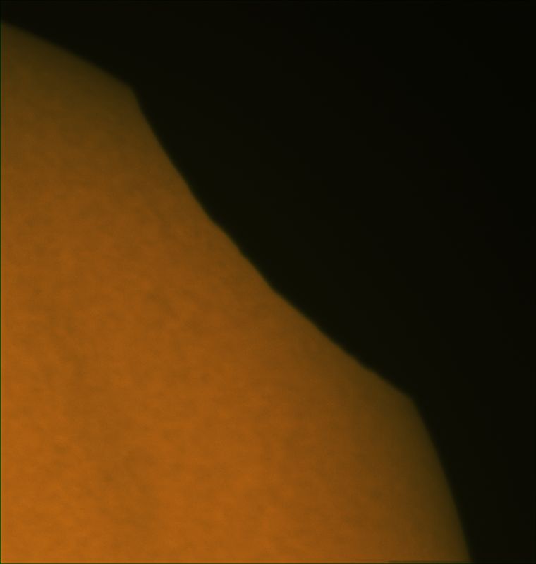 Partial Solar Eclipse 2022-10-25 10:14 UTC, Manche, France
100/1000 frames

Telescope aperture and focal ratio:	Teleskop Service Classic Cassegrain 8" f12
Camera and filters used:	ZWO ASI294MC Pro, Optlong 2" UV/IR, Thousand Oaks Solar Film
Processing applied:	AutoStakkert!3, Registax, Irfanview
