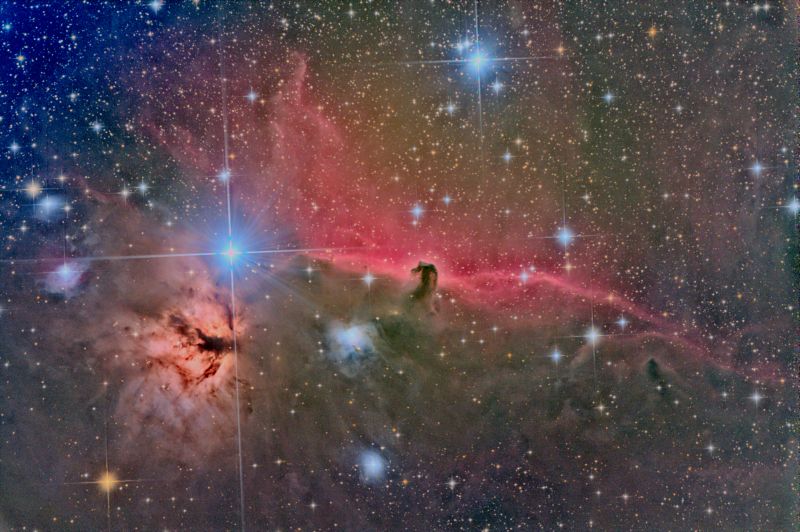 Horsehead and Flame Nebulae in Orion 17 Nov and 12 Dec 2017 Version 2
Link-words: Duncan
