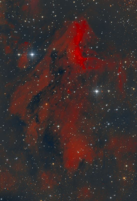 Pelican Nebula IC 5070 and IC 5067, 24 May 2020, Manche, France
52 x 240s, falts, dark flats, no darks, no bias. Gain 120 Offset 4 T-15C
Link-words: Duncan