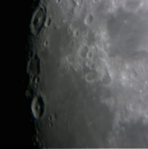 The Moon - Petavius and Langrenus
Around 30-60 second subs processed in Registax. 6" Newtonian on HEQ5 Pro tracking mount. Celestron NexImage CCD camera with 2X Barlow. 
Link-words: Moon
