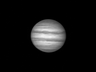 Jupiter animation
Another attempt at imaging this bright planet but this time with a superb 8" Meade LX90 telescope rather than my 6" Newtonian. 25 frames animated in PIPP.
Link-words: Jupiter