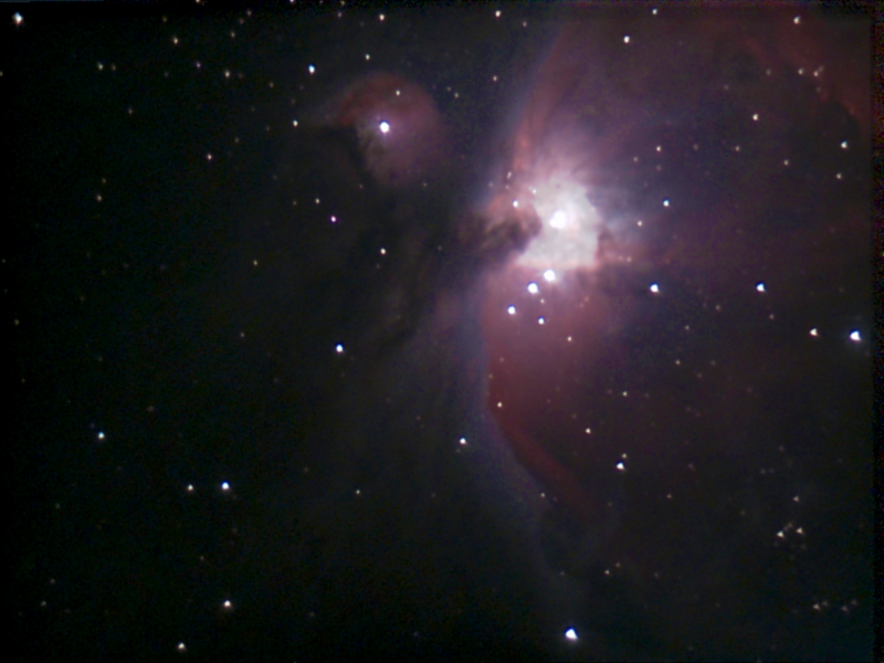 M42 The great nebula in Orion - Full frame
The great nebula in Orion, taken with a Unistellar eVscope, this image is the full frame version without the Unistellar "roundel", the eVscope can be configured to save both the "roundel" and full frame versions of what is being viewed at the same time. Viewing time of 11 minutes.
Link-words: Messier