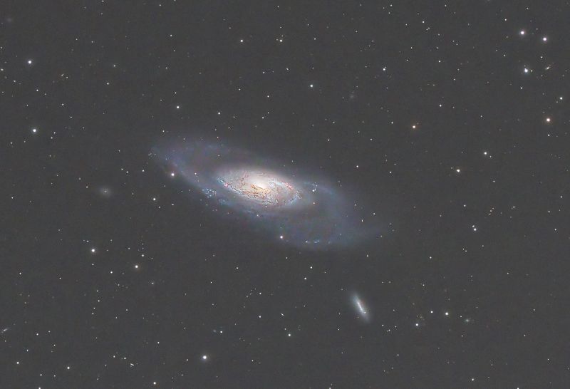 JRD_150523_cropm106
M106 or NGC 4258 is a spiral Galaxy located in Canes Venatici, the Hunting Dogs. 23.7 Million light years from earth. It was  discovered by Pierre Mechain in 1781.
Link-words: Galaxy