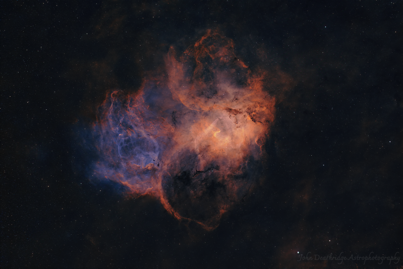 Lions Head Nebula aka Sh2-132
Sh2-132 is a large emission nebula visible in the constellation Cepheus.  

This is a SHO colorized view that I tried to pull out more of the Ha to emphasise the Lion's head a little.
Link-words: Lions Head aka Sh2-132