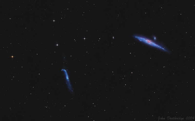 NGC 4631 and NGC 4656 aka Whale and Hockey Stick
One shot colour image of NGC 4631 and NGC 4656 aka Whale and Hockey Stick located in Canes Venatici.
Link-words: Whale and Hockey Stick