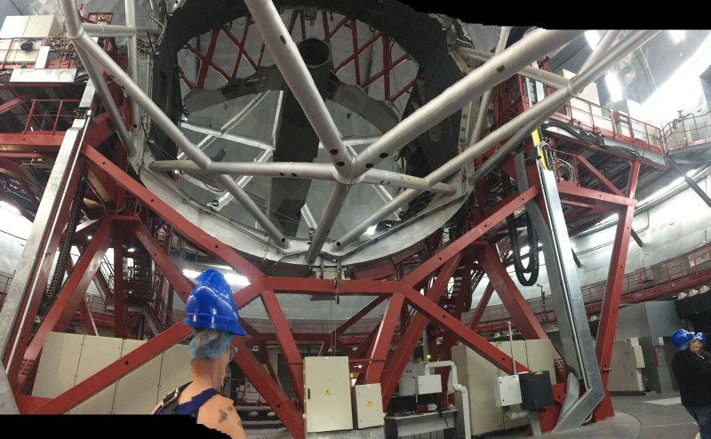 Inside the Gran Telescopio Canarias 
During our inside tour of the observatory, mainly shows the framwork that holds up the telescope.  
Link-words: LaPalma2024