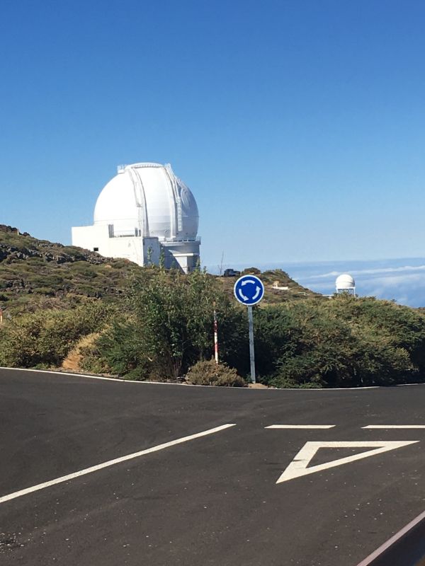 William Herschel telescope La Palma 
On top of the mountains (Roques de los Muchachos) OAS trip to la Palma.
Originally situated at Herstmonceux East Sussex and then moved to La Palma in 1985

Link-words: LaPalma2024