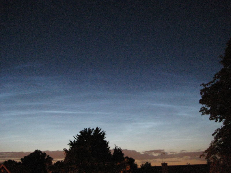 Noctilucent Clouds July 12th 2009
A fine display of noctilucent clouds on the evening of July 12th, 2009. There was a pearly look to the sky as the sun was setting, and after sunset these clouds were visible for a while.
