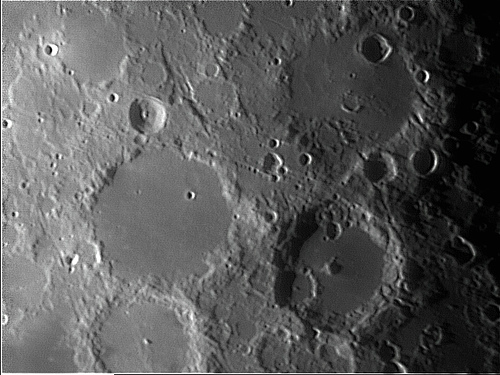 Ptolemaeus
Image taken in the early hours on the morning of 5th August. Seeing was good and a clear image was taken of Ptolemaeus, the main crater in the group.
Link-words: Moon