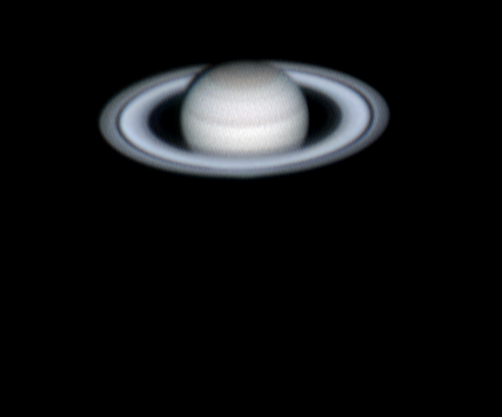 Saturn
This Saturn image is a stack on 8 AVI totalling 12,000 frames, the best 6,000 we're used.  There was not post processing on this image other than a brightness and contrast change.
Link-words: Saturn