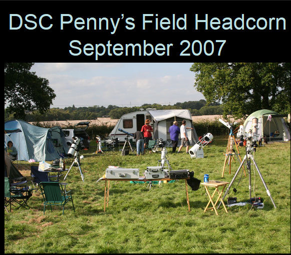 DSC Headcorn 2007
Camping in Penny's field in  2007 
Tent City.  See all the scopes being put out. 
Link-words: Campsites2007