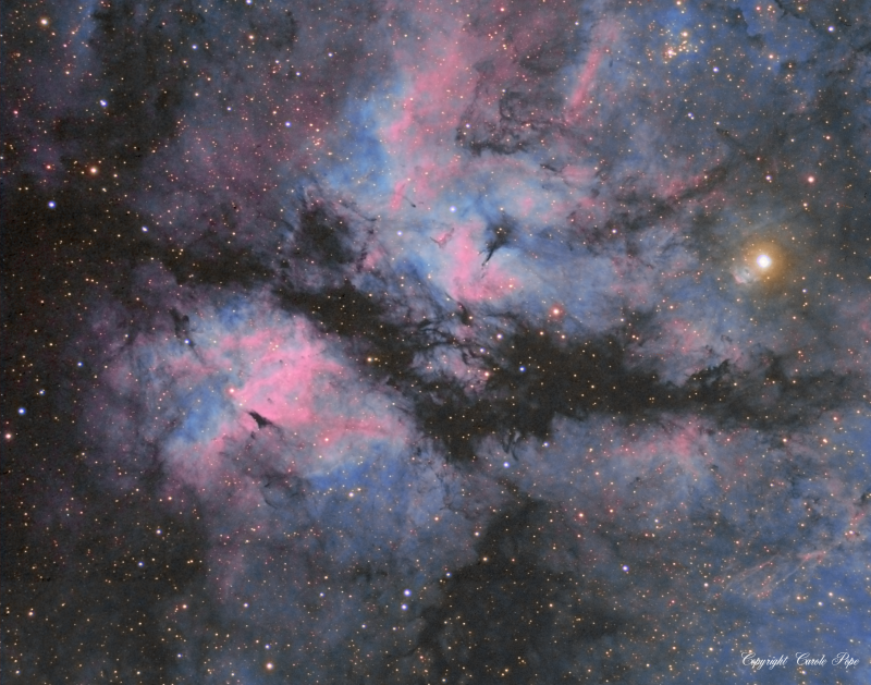 IC1318 Butterfly Nebula
WOZS71
Atik460EX
HEQ5
Ha Both 7nm and 3nm combined (experiement) 22 x 600 in total
Oiii 11 x 300 binned
Sii 12 x 300 Binned
Stars
RGB 4 x 150 binned each

Total 6hours 5 mins
Link-words: CarolePope