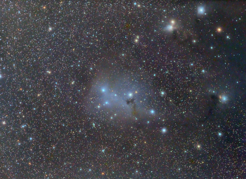 IC2169
One glorious long night from Bromley.  Not sure if the pandemic is having an effect on the number of London lights, but I normally can never do LRGB from home, and the SQ seemed a bit darker than normal.

Dual rig:
WOZS71 and Atik428EX - Luminance only 31 x 600secs (5h 10m)
Skywatcher ED80 and Atik460EX Hutech Idas filter instead of Lum 19 x 600 (3h 10m) + RGB 13 x 300secs binned each totalling 3h 15m

Total imaging time 11 hours 35mins
Link-words: CarolePope