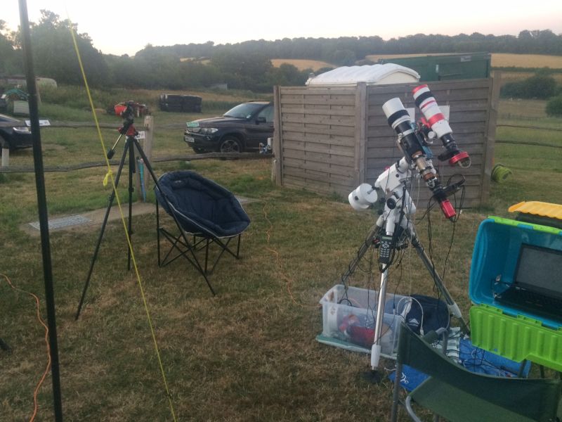 Telescopes at Deep Sky Camp, July 2018
My kit and Dave Taylor's Star Adventurer at Cairds DSC 2018
Link-words: Campsites2018