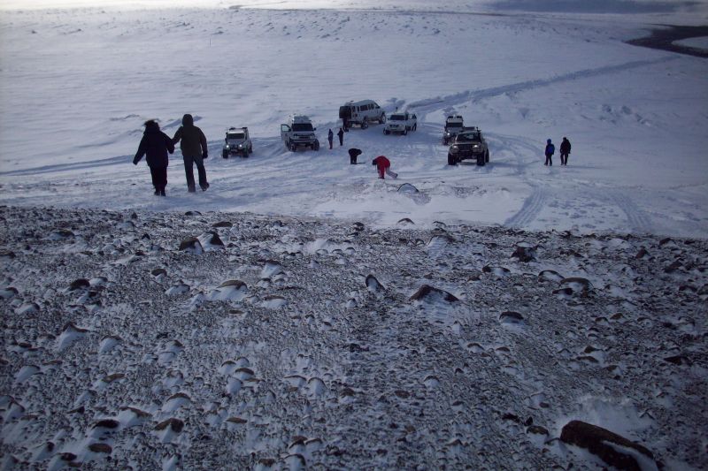 At the Foot of the Glacier
Jeeps had to wait below while we climbed.  this was on the Golden Circle Trip to Thingvellir (where the tectonic plates divide)
Link-words: CarolePope Iceland2012