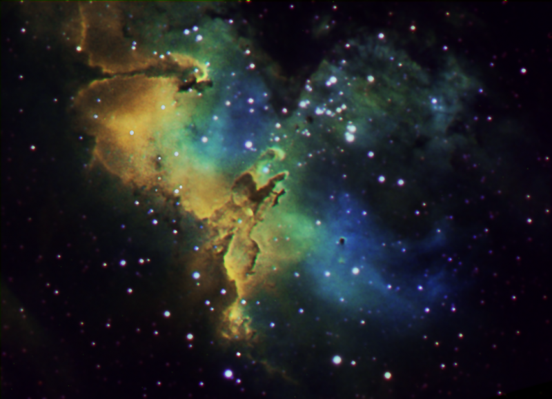 M16
Eagle Nebula in Hubble Palette
Link-words: CarolePope